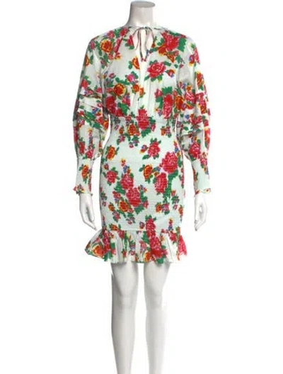 Pre-owned Rhode Floral Print Mini Dress In White