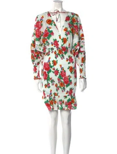 Pre-owned Rhode Floral Print Mini Dress In White