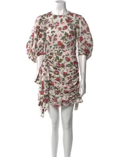 Pre-owned Rhode Floral Print Mini Dress In White