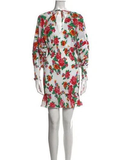 Pre-owned Rhode Floral Print Mini Dress In White