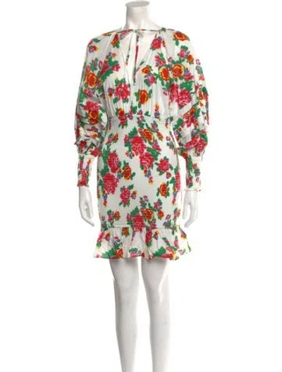 Pre-owned Rhode Floral Print Mini Dress In White