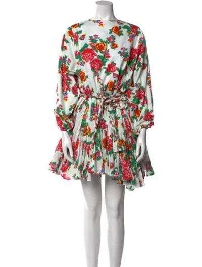 Pre-owned Rhode Floral Print Mini Dress In White