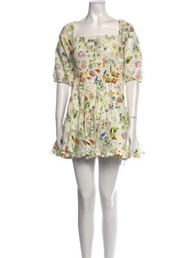 Pre-owned Rhode Floral Print Mini Dress In White