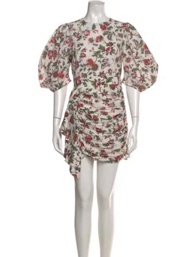 Pre-owned Rhode Floral Print Mini Dress In White