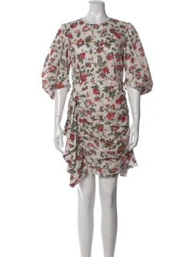 Pre-owned Rhode Floral Print Mini Dress In White