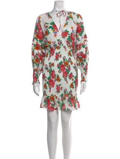 Pre-owned Rhode Floral Print Mini Dress In White