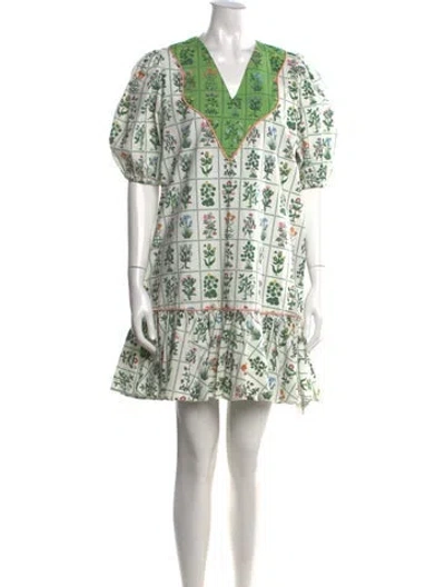 Pre-owned Rhode Floral Print Mini Dress In White