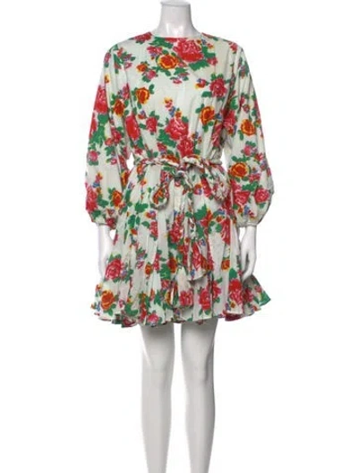 Pre-owned Rhode Floral Print Mini Dress In White