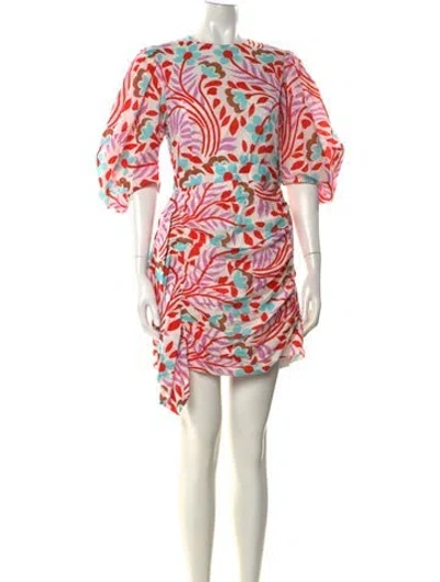 Pre-owned Rhode Floral Print Mini Dress In White