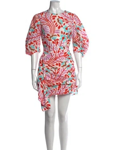 Pre-owned Rhode Floral Print Mini Dress In White