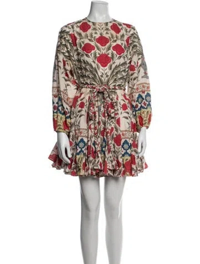 Pre-owned Rhode Floral Print Mini Dress In White