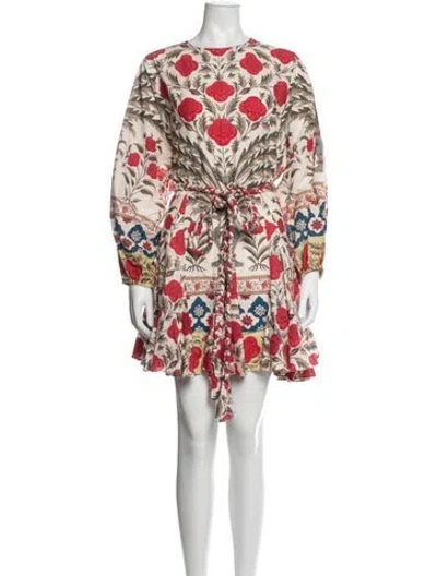 Pre-owned Rhode Floral Print Mini Dress In White
