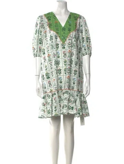 Pre-owned Rhode Floral Print Mini Dress In White