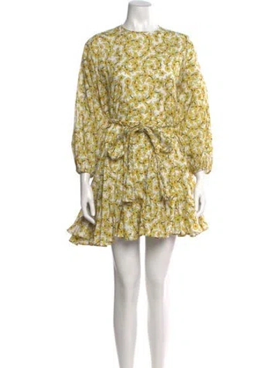 Pre-owned Rhode Floral Print Mini Dress In Yellow