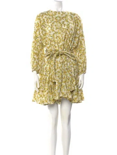 Pre-owned Rhode Floral Print Mini Dress In Yellow