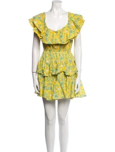 Pre-owned Rhode Floral Print Mini Dress In Yellow