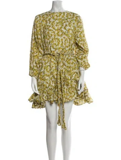 Pre-owned Rhode Floral Print Mini Dress In Yellow