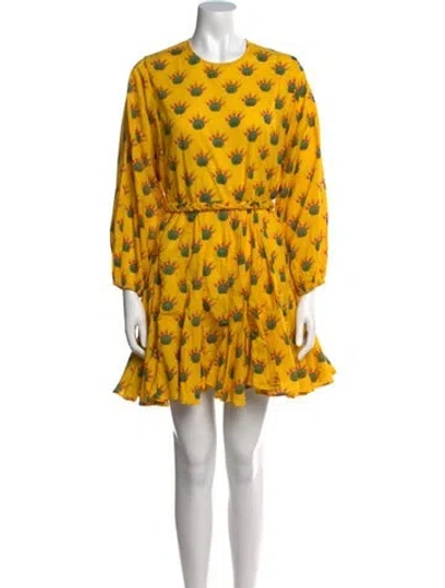 Pre-owned Rhode Floral Print Mini Dress In Yellow
