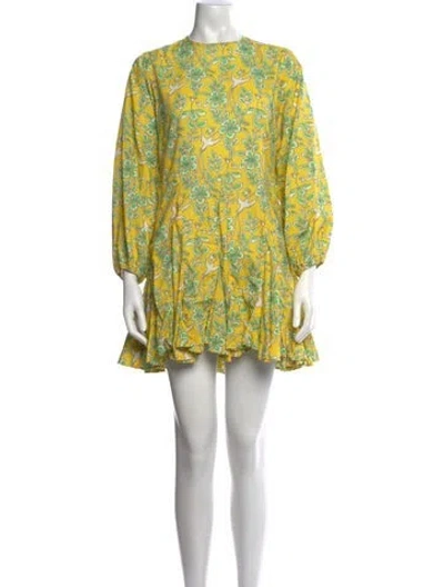 Pre-owned Rhode Floral Print Mini Dress In Yellow