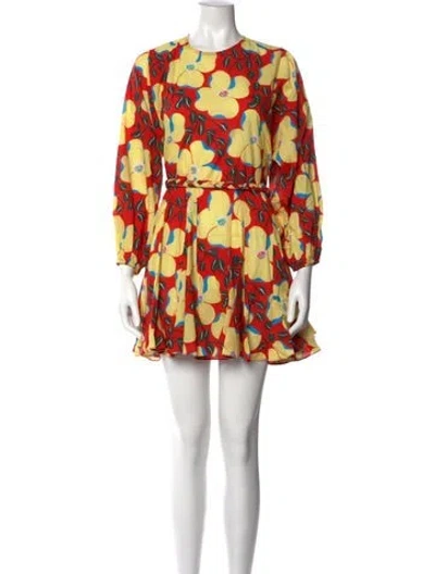 Pre-owned Rhode Floral Print Mini Dress In Yellow