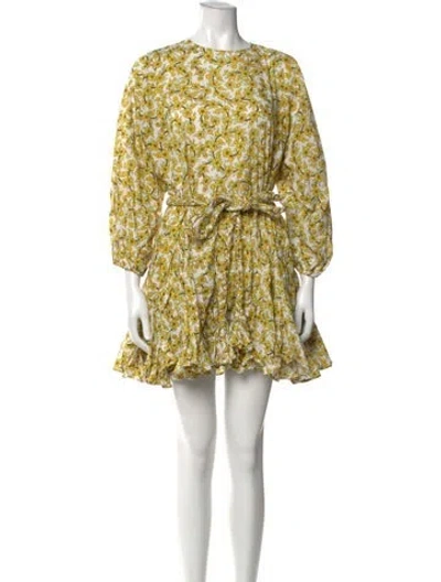 Pre-owned Rhode Floral Print Mini Dress In Yellow