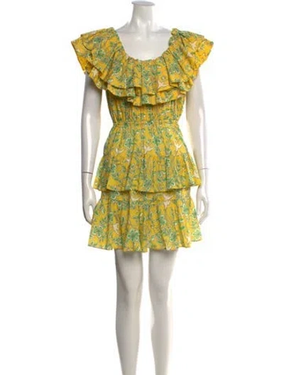 Pre-owned Rhode Floral Print Mini Dress In Yellow
