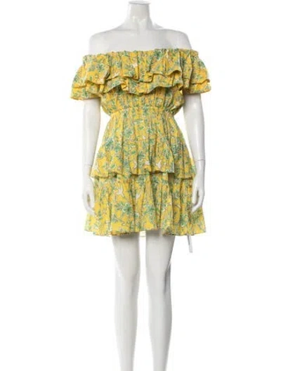 Pre-owned Rhode Floral Print Mini Dress In Yellow