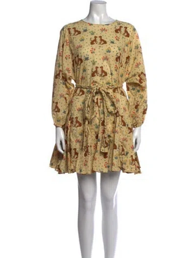Pre-owned Rhode Floral Print Mini Dress In Yellow