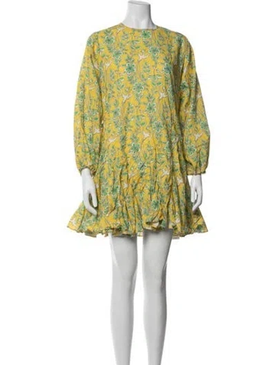 Pre-owned Rhode Floral Print Mini Dress In Yellow