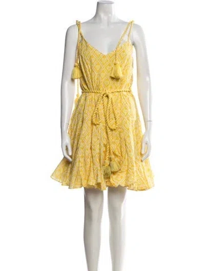 Pre-owned Rhode Floral Print Mini Dress In Yellow