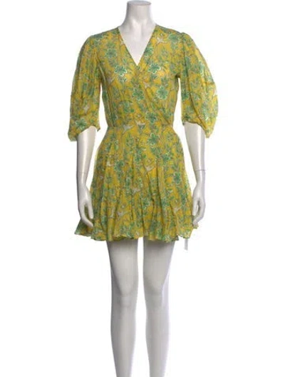 Pre-owned Rhode Floral Print Mini Dress In Yellow