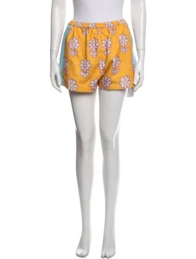 Pre-owned Rhode Floral Print Mini Shorts In Yellow