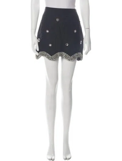 Pre-owned Rhode Floral Print Mini Skirt In Black