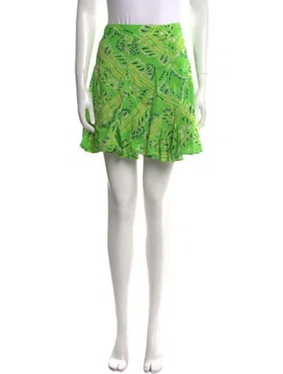 Pre-owned Rhode Floral Print Mini Skirt In Green