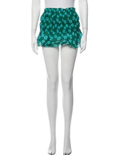 Pre-owned Rhode Floral Print Mini Skirt In Green