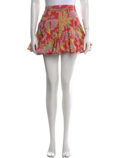 Pre-owned Rhode Floral Print Mini Skirt In Red