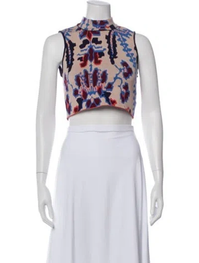 Pre-owned Rhode Floral Print Mock Neck Crop Top In Multi