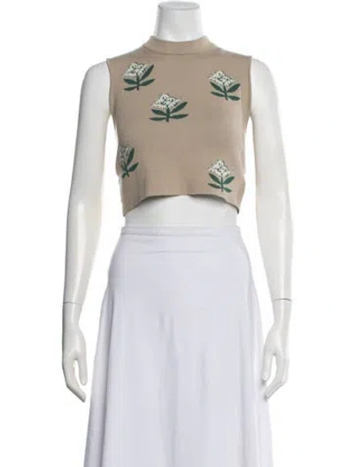 Pre-owned Rhode Floral Print Mock Neck Sweater In Neutral