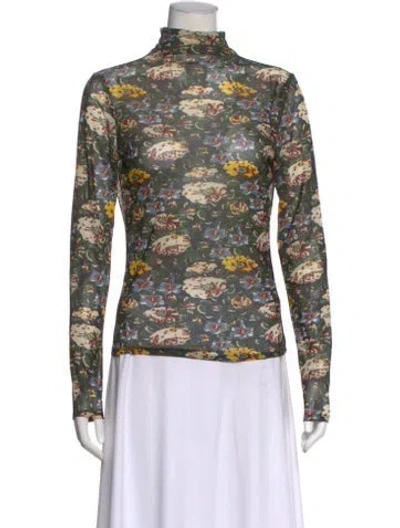 Pre-owned Rhode Floral Print Mock Neck Top In Multi