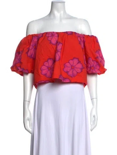 Pre-owned Rhode Floral Print Off-the-shoulder Crop Top In Multicolor