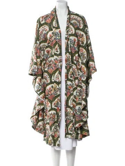 Pre-owned Rhode Floral Print Robe In Green