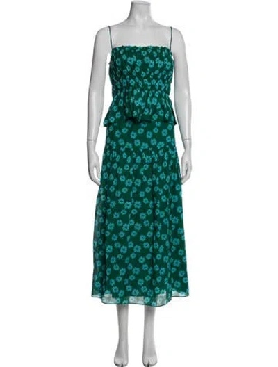 Pre-owned Rhode Floral Print Ruffle Embellishment Skirt Set In Blue/green
