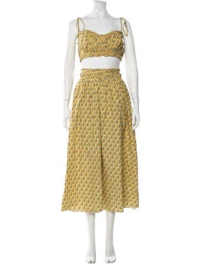 Pre-owned Rhode Floral Print Ruffle Embellishment Skirt Set In Yellow