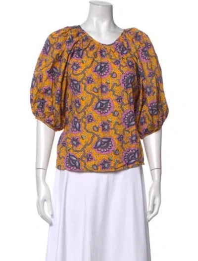 Pre-owned Rhode Floral Print Scoop Neck Top In Multicolor
