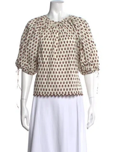 Pre-owned Rhode Floral Print Scoop Neck Top In Neutral