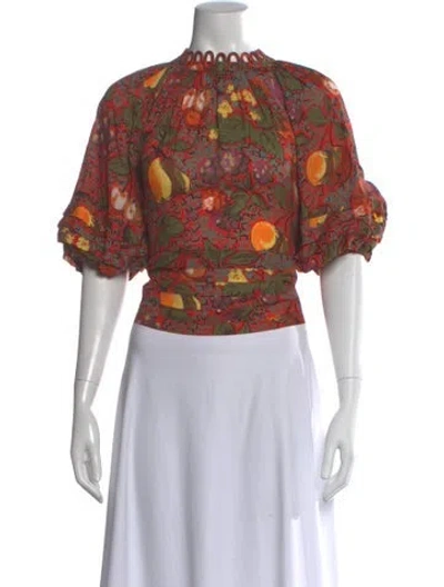 Pre-owned Rhode Floral Print Short Sleeve Blouse In Multi