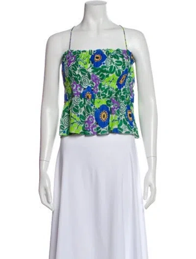 Pre-owned Rhode Floral Print Square Neckline Crop Top In Multi