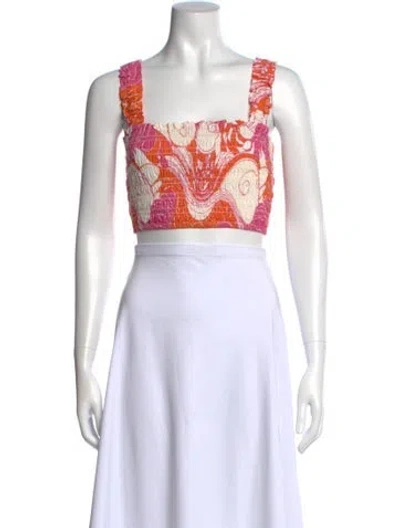 Pre-owned Rhode Floral Print Square Neckline Crop Top W/ Tags In Blue