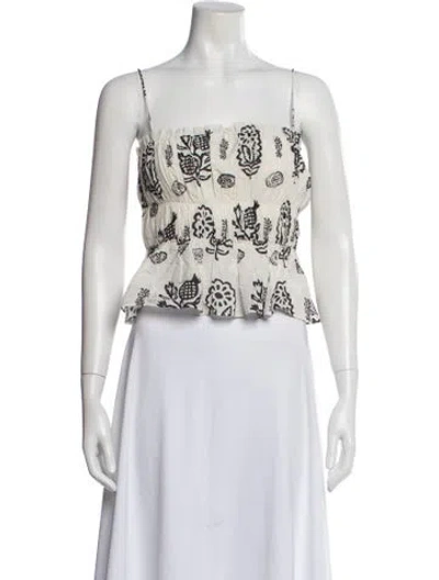 Pre-owned Rhode Floral Print Square Neckline Crop Top W/ Tags In Multi