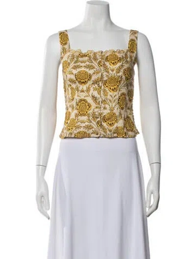 Pre-owned Rhode Floral Print Square Neckline Top In Neutral
